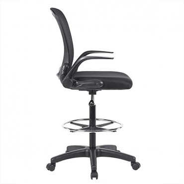 Ulikit Black Mesh Drafting Chair ,Tall Office Chair Drafting Stool With Adjustable Foot Rest